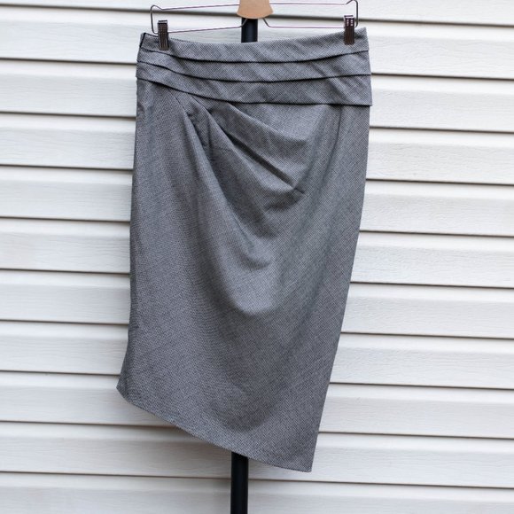 Sportmax by Max Mara Women's 12 Draped Wool Houndstooth Midi Skirt Gothic Goth - Picture 3 of 6